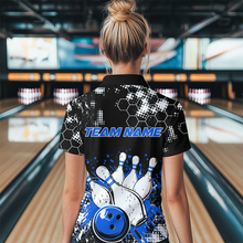 Load image into Gallery viewer, Blue Watercolor Bowling Shirts Men Women Team Custom Bowling Polo &amp; 1/4 Zip Shirt MBL60