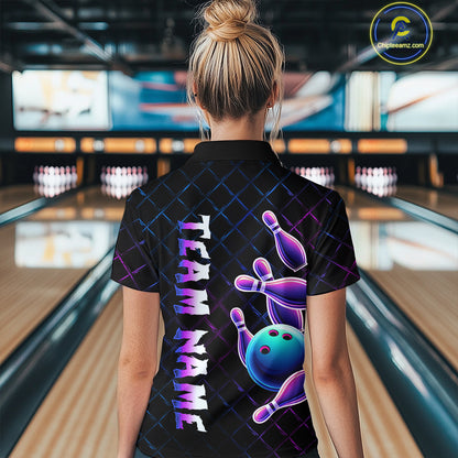 Neon Bowling Custom Women Bowling Shirt Polo & Quarter-Zip Bowling Team Jerseys HNT70