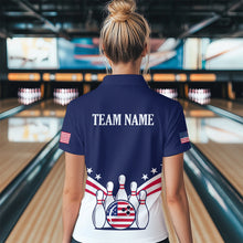 Load image into Gallery viewer, Patriotic Blue Bowling Shirt for Men Women Team Custom Bowling Polo &amp; 1/4 Zip Shirt MBL30