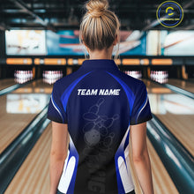 Load image into Gallery viewer, Custom Blue Bowling Shirt for Men Women Team Bowling Jerseys Polo 1/4 Zip MBL106