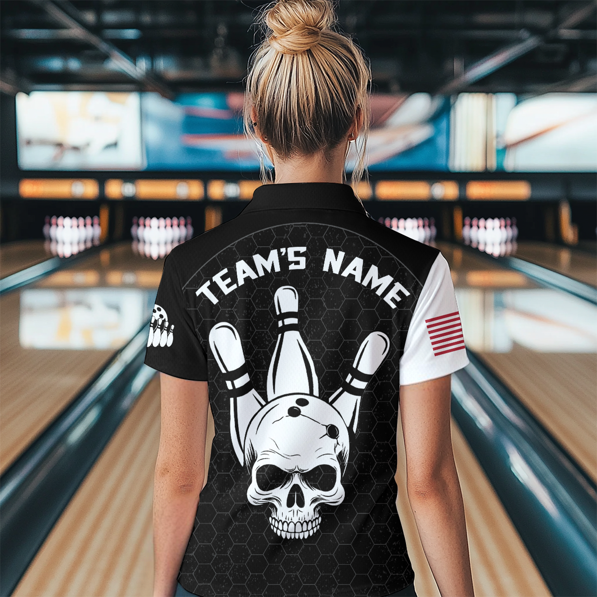 Custom Bowling 1/4-Zip Shirt for Men Women Skull Bowling Jersey Bowling Team League QZT47-4