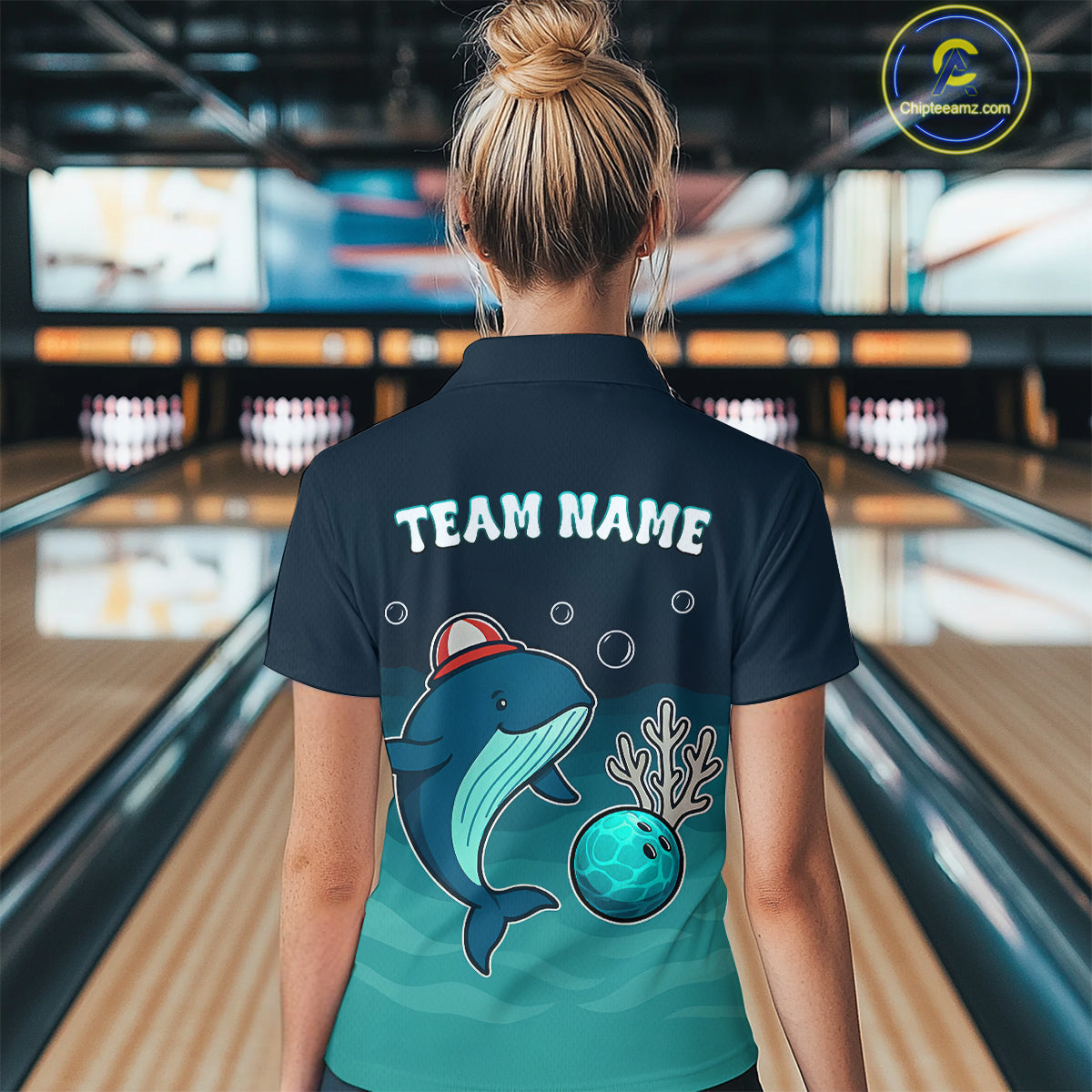 Custom Dolphin Bowling Shirt Summer Bowling Team League Quarter-Zip Bowling Outfit QZT699