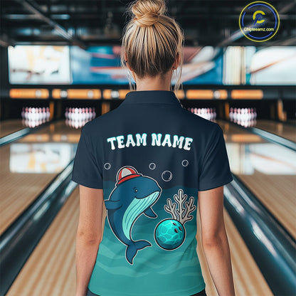 Custom Dolphin Bowling Shirt Summer Bowling Team League Quarter-Zip Bowling Outfit QZT699