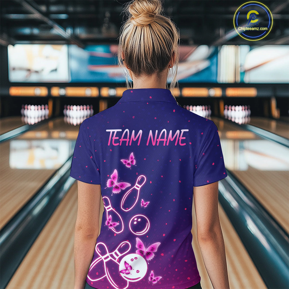 Purple Butterflies Bowling Shirts for Women Men Team Custom Bowling Jerseys MBL135