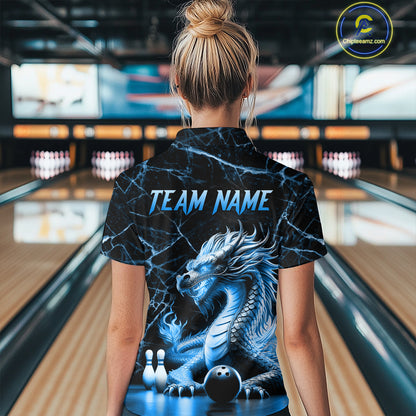 Ice Dragon Bowling Shirt Custom Bowling Team League Quarter-Zip Bowling Jersey Bowlers Gift QZT692