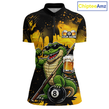 Load image into Gallery viewer, Custom Beer Alligator 8 Ball Pool Shirts Billiard Shirt for Women Billiard Team Jersey Billiard League NNT182