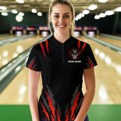 Skull Bowling Custom Women Bowling Polo & Quarter-Zip Bowling Team Jerseys HNT47