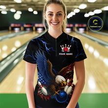 Load image into Gallery viewer, Blue Thunder US Flag Eagle Bowling Shirts for Women Team Bowling Polo &amp; Quarter-Zip HNT96