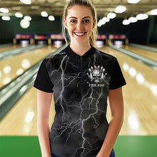 Load image into Gallery viewer, Skull Bowling League Shirt Women Bowling Jersey Team Lightning Thunder Bowling Quarter-Zip Shirt BDT335