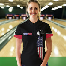 Load image into Gallery viewer, American Bowling Quarter-Zip Shirt For Men &amp; Women Custom Eagle Bowling Team Jersey Black BDT539
