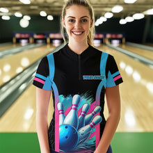 Load image into Gallery viewer, Pink&amp;Blue Bowling Shirt for Men Women Team Bowling Jersey Bowling Polo &amp; 1/4 Zip MBL57