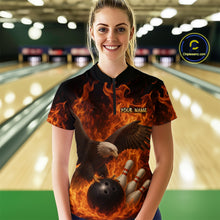 Load image into Gallery viewer, Flame Eagle Bowling Polo, Quarter Zip Shirts For Women Custom Eagle Bowling Team Jerseys NQS9972