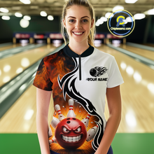 Load image into Gallery viewer, Flaming Angry Bowling Shirts Custom for Men Women Team Bowling Polo Shirts &amp; 1/4 Zip MBL93