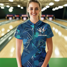 Load image into Gallery viewer, Blue Bowling Shirt Custom Bowling Jersey for Men &amp; Women Flame Bowling Shirt for Bowlers MBL55