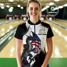 Load image into Gallery viewer, Black &amp; White Quarter-Zip Bowling Team Jersey Custom American Dragon Bowling Shirt Unisex QZT687