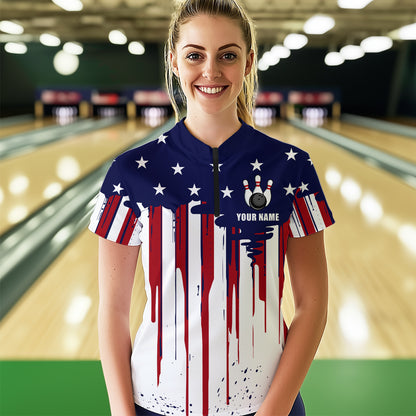 Patriotic Bowling Shirt for Men Women Custom Bowling Polo Shirt & Quarter-Zip Shirts MBL01