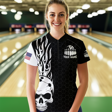 Load image into Gallery viewer, Custom Bowling 1/4-Zip Shirt for Men Women Skull Bowling Jersey Bowling Team League QZT47-4