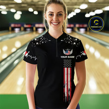 Load image into Gallery viewer, American Flag Bowling Custom Women Bowling Shirt Polo &amp; Quarter-Zip Bowling Team Jerseys HNT54