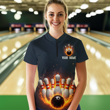 Load image into Gallery viewer, Custom Flaming Bowling Shirt for Men Women Fire Bowling Polo Shirts &amp; Quarter Zip MBL83