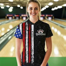 Load image into Gallery viewer, American Flag Bowling Custom Women Bowling Shirt Polo &amp; Quarter-Zip Bowling Team Jerseys HNT52