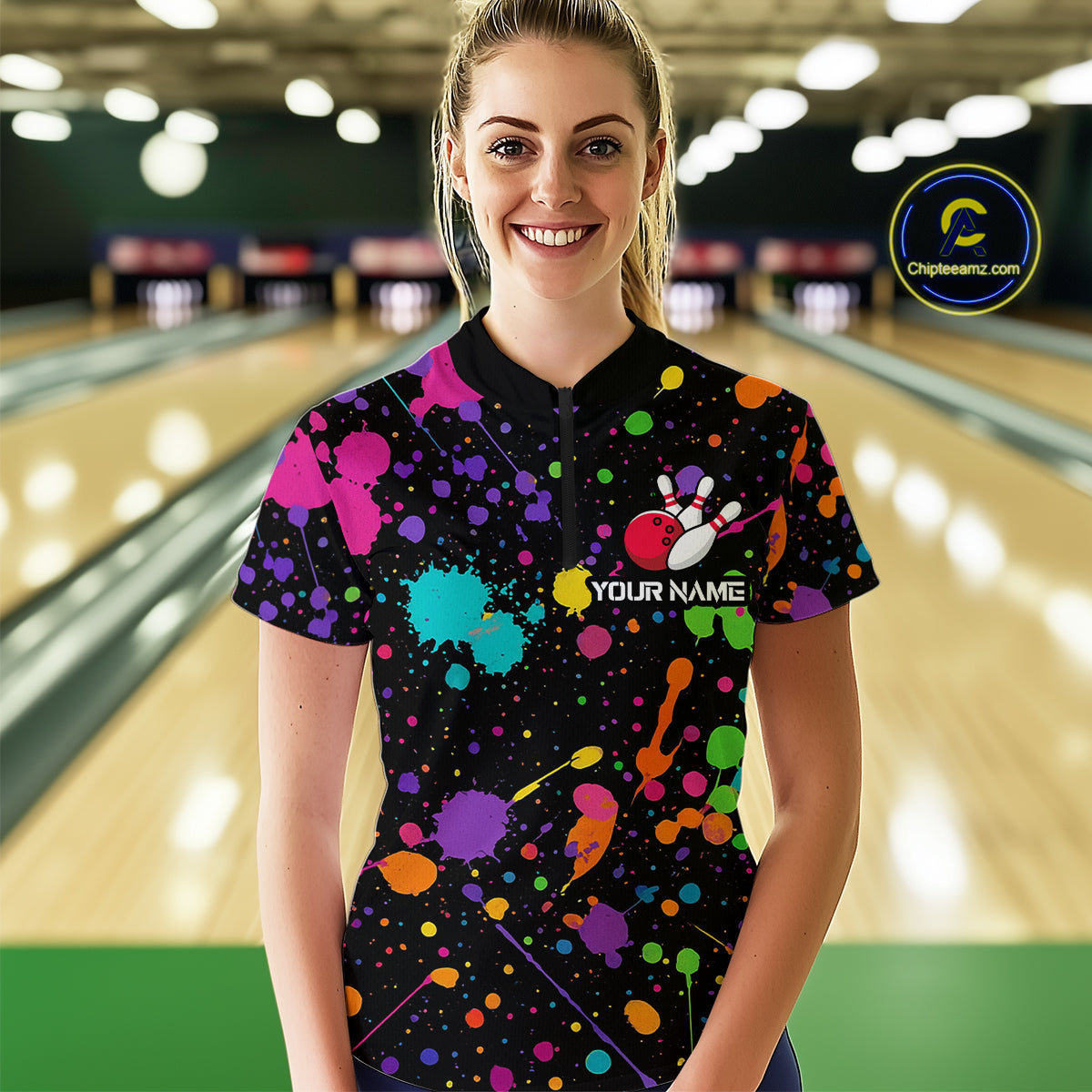 Colorful Watercolor Bowling Shirt for Men Women Custom Team Bowling Polo & Quarter Zip MBL98