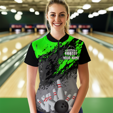 Load image into Gallery viewer, Custom Green Bowling Shirt forMen Women Team Bowling Jersey Bowling Polo &amp; 1/4 Zip Shirt MBL40