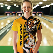 Load image into Gallery viewer, Yellow Tiger Bowling Custom Women Bowling Polo &amp; Quarter-Zip Bowling Team Jerseys HNT44