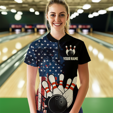 Load image into Gallery viewer, American Flag Bowling Shirt for Men Women Custom Patriotic Bowling Shirt Bowling Apparel MBL02