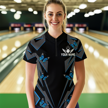 Load image into Gallery viewer, Customize Blue Butterflies Bowling Shirts for Men Women Team Bowling Polo &amp; 1/4 Zip MBL78