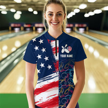 Load image into Gallery viewer, American Flag Bowling Shirts Patriotic Bowling Shirt for Men Women Polo&amp;1/4 Zip Shirt MBL21