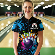 Load image into Gallery viewer, Custom Blue Watercolor Bowling Shirts for Men Women Team Funny Bowling Jersey MBL45