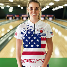 Load image into Gallery viewer, Patriotic Bowling Shirt Custom American Flag Bowling Shirts for Women Men Polo&amp;1/4 Zip MBL07