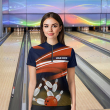 Load image into Gallery viewer, Custom Orange Bowling Jersey Bowling Team Shirts For Women Bowling League Polo &amp; 1/4 Zip HNT163