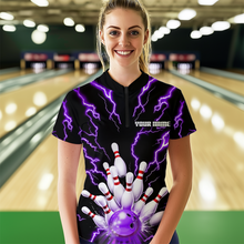 Load image into Gallery viewer, Thunder Lightning Purple Bowling Shirt Custom Bowling Jersey for Men Women Team MBL66