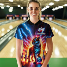 Load image into Gallery viewer, Custom Tiger Bowling Jersey Thunder Bowling Team Shirt Quarter-Zip Bowling for Men Women QZT637