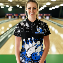 Load image into Gallery viewer, Blue Watercolor Bowling Shirts Men Women Team Custom Bowling Polo &amp; 1/4 Zip Shirt MBL60