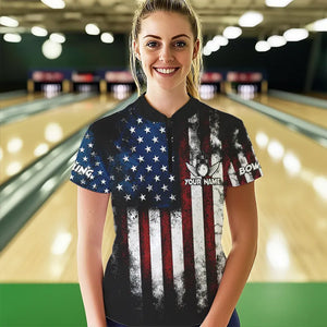 American Flag Bowling Shirts Unisex Custom 1/4 Bowling Team Jersey For Men & Women BDT479