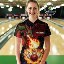 Load image into Gallery viewer, Flaming Dragon Bowling Shirt Custom for Men Women Bowling Team League MBL88