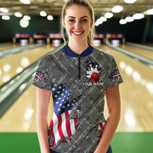 Load image into Gallery viewer, American Flag Bowling Shirt for Men and Women Patriotic Bowling Jere for Bowlers MBL38
