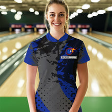 Load image into Gallery viewer, Fire Bowling Shirt Custom Blue Bowling Jersey for Men Women with Team Name MBL63