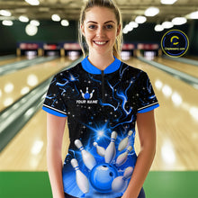 Load image into Gallery viewer, Blue Dragon Flaming Bowling Shirt for Men and Women Custom Bowling Jersey for Team MBL87