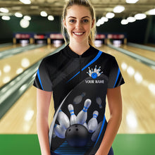 Load image into Gallery viewer, Blue Bowling Shirts for Men Women Team Custom Bowling Polo &amp; Quarter Zip Shirt MBL71
