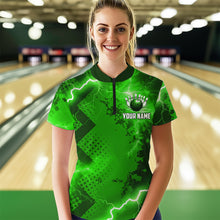Load image into Gallery viewer, Thunder Lightning Bowling Shirt Green Bowling Jersey Men Women Team Bowling Shirts MBL64