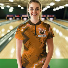 Load image into Gallery viewer, Thunder Lightning Bowling Shirt Orange Bowling Jersey Men Women Team Bowling Shirts MBL64