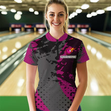 Load image into Gallery viewer, Fire Bowling Shirt Custom Pink Bowling Jersey for Men Women with Team Name MBL63