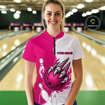 Custom Sharp Claws Bowling Shirt Pink Men Women Team Bowling Flaming Jerseys MBL91