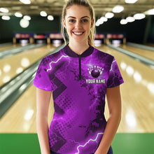 Load image into Gallery viewer, Thunder Lightning Bowling Shirt Purple Bowling Jersey Men Women Team Bowling Shirts MBL64