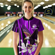 Load image into Gallery viewer, Custom Purple Eagle Bowling Shirt for Men Women Team Bowling Polo Shirts &amp; 1/4 Zip MBL95