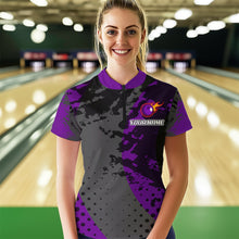Load image into Gallery viewer, Fire Bowling Shirt Custom Purple Bowling Jersey for Men Women with Team Name MBL63