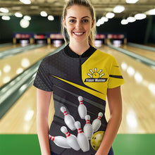 Load image into Gallery viewer, Yellow Bowling Shirt for Men&amp;Women Team Bowling Jersey Colorful Bowling Polo &amp; 1/4 Zip MBL49